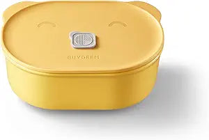 BUYDEEM Ceramic Food Storage Container with Airtight Lid, 17 oz Bento Lunch with Airlock Lid, Stackable Bento Box Microwaveable, Reusable and Dishwasher Safe, for Office Work and Travel, Mellow Yellow