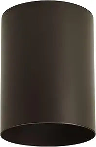 Progress Lighting 5-Inch Cylinder Outdoor Ceiling Light, 1-Light Modern Flush Mount Ceiling Light Fixture, Interior and Exterior Lighting for Home or Porch, Aluminum Construction, Bronze (P5774-20)