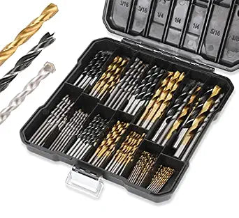 PLATINUMEDGE 140PC Multipurpose Drill Bits Set, 88PC Titanium Twist Drill Bits 26 Pc Masonry Drill Bits for Brick, Concrete 26 Pc Brad Point Drill Bits, for Wood, Metal, Masonry with Hard Storage Case