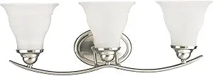 Progress Lighting 3-Light Etched Glass Traditional Bath Vanity Light, Trinity Collection, Indoor, P3192-09, Brushed Nickel