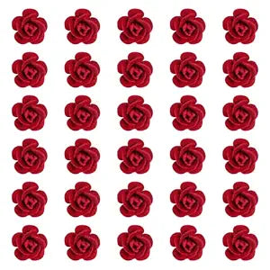 Wecoe 30 Pcs Small Red Rose Flower Hair Clips Cute Tiny Mini Clips