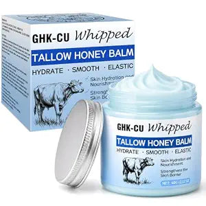 Bellisinno Copper Peptides GHK-Cu Beef Tallow for Skin, Blue Beef Tallow Moisturizer with Methylene Blue, Manuka Honey, Peptide GHK-Cu Cream for Mature, Dry and Sensitive Skin, 2oz