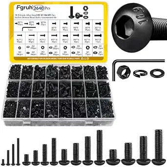 2640PCS M2 M3 M4 M5 Metric Socket Button Head Screws Assortment Kit