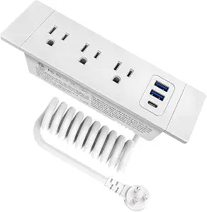 Recessed Power Strip, Drawer Outlet with USB C PD20W Fast Charger Station
