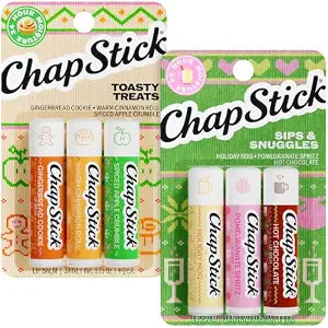 ChapStick Lip Balm, Holiday Variety Packs (6 Sticks) – Sips & Snuggles + Toasty Treats Flavored Lip Moisturizers, Stocking Stuffers, Gifts, 0.15 Oz Ea