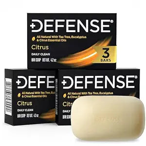 Defense Soap Citrus Bar 3PK All Natural w/Tea Tree, Eucalyptus & Citrus