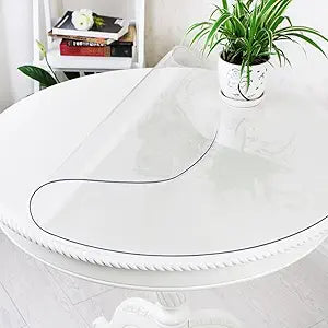 36 Inch Dia Round Clear Plastic Dining Room Table Protector PVC Tablecloth Cover Mat Vinyl Tablecloth Waterproof Wipeable Furniture Tabletop Pad Table Runner Protector for Coffee Desk