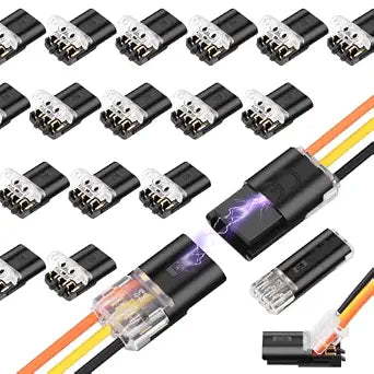 60PCS 3 Pin Quick Connect Wire Connector for 18-22 AWG,Tool-Free Locking Buckle Terminals, No Wire Stripping Solderless Electrical Connectors for LED Automotive Audio Low-Voltage Wiring