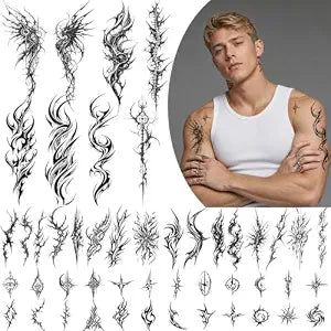 GLARYYEARS Void Sigil Temporary Tattoos for Men, Cyber Sigilism Neo Tribal