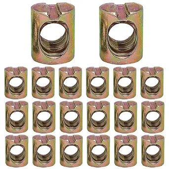 20Pcs Metric M8 Barrel Nuts, Cross Dowels Slotted Nuts for Furniture, Beds, Chairs