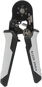 Klein Tools 34056 Ferrule Crimping Tool, Hex Crimper Pliers for 10 to 22 AWG Wire Terminals, Built-In Adjustable Ratchet, for Electrical Work