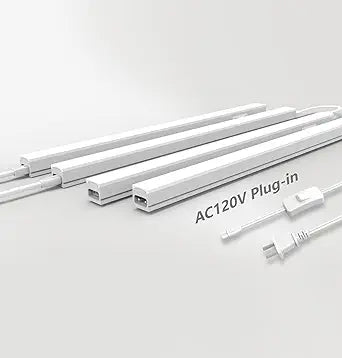 Leetdud Under Cabinet Lighting Plug in, 24 Inch 4 Pcs, Linkable AC120V 3CCT 3000K/4000K/5000K Ultra Slim, LED Under Cabinet Lights for Counter Light, Kitchen, Shelf, Sink, Workshop, Desk, White