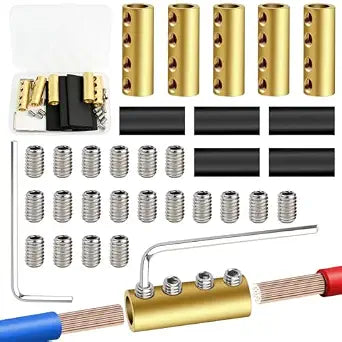 5Pcs 4 Hole 6AWG 80A Brass Wire Splice Connectors Kit
