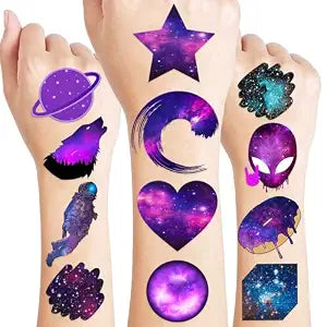 96 PCS Galaxy Temporary Tattoos Pre-Cut for Kids Boys Girls