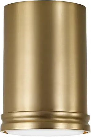 Capital Lighting 259411AD Griffin Modern Cylindrical Metal Flush Mount Ceiling Light, 1-Light 9 Watt, 8" H x 6" W, Aged Brass