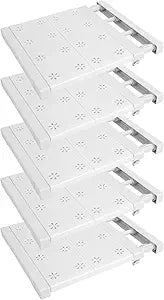5 Pcs Closet Tension Shelf Rod Expandable Adjustable 10.83-18.3 inch Shelf Locker, Wardrobe Storage Organizer, Cabinet Layered Divider Separator, for Cabinet Kitchen Bathroom