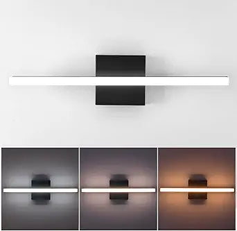 LED Bathroom Vanity Light, 14W Bathroom Mirror Light Fixtures, 3 Color Temperatures 24 Inch Black Wall Sconce for Makeup, Modern LED Bath Wall Lamp for Bathroom & Bedroom IP44