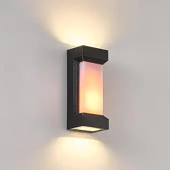 Modern Black LED Dynamic Flame Effect Wall Light, 12W Outdoor Wall Porch Lights, Wall Sconces for Bedroom, Entryway, Pathway and Patio, 3000K, IP65 Waterproof
