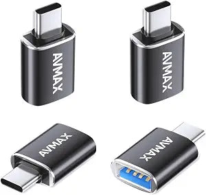 AVMAX USB to USB C Adapter 4Pack,USBC Male to USB A 3.0 Female OTG Adapter