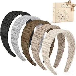 obeoby 5 Pack Thick Headbands, Neutral Colors Headbands for Fall Outfits