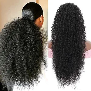 Youthfee Drawstring Ponytail 27”Extension Afro Kinky Curly Natural Black
