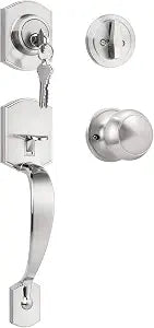 Tinewa Front Door Lock Handle and Deadbolt Set,Satin Nickel Entry Handleset