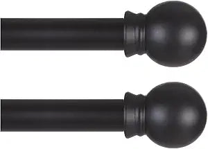 Thestoa 2 Pack Black Curtain Rods for Windows 66 to 120 Inch, 5/8" Diameter Matte Black Small Curtain Rods for Bedroom, Living Room, Kitchen, Outdoor, Farmhouse, Cafe