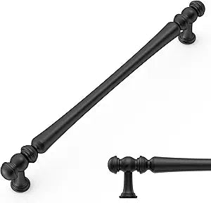 Amerdeco 10 Pack Heavy Duty Solid Zinc Alloy Matte Black Cabinet Pulls - 7.5" Hole Centers (192mm) Black Handles Suitable for Kitchen, Bathroom Drawers and Furniture Handles