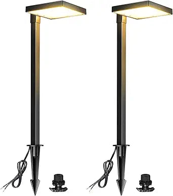 LUTEC 2 Pack Low Voltage Pathway Lights, Aluminum 12V Landscape Lighting with ConnectorsIP65 Waterproof Anti-Glare Wired LED Pathway Lights, 5W 500LM Warm White 3000K for Pathway, Yard, Garden