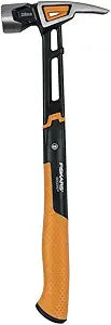 Fiskars Pro IsoCore 28 oz Milled-face Framing Hammer (16") - with Rip Claw, Shock-Absorbing Grip, Magnetic Nail Starter - Milled Face Helps Prevent Mis-hits - Construction and Home Improvement Tools