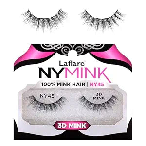 Laflare 3D NY Mink Eyelashes, 100% Real Mink Hair Lashes, Luxury Makeup, Natural, Light, Trendy, Variety, Reusable, Multi layered Real Mink Hair Lashes (NY45)