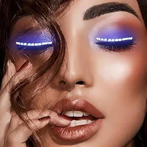 LED Luminous Eyelash Lamp, Adjustable Mode Flashing Fake Eyelash Night Lights, False Eyelashes Non Grafting Halloween (Blue)