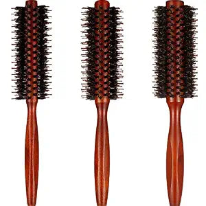 Boao 3 Pack Boar Bristle Round Hair Brushes Wooden Small Medium Large Set