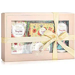 BODY & EARTH # LOVE Hand Cream Gifts Set for Women,Hand Lotion Sets Gift Basket,Skin Care Set with Hand Cream Foot Cream,Soap,Scented Candle,Birthday Gifts for Women Christmas Gift for Girl