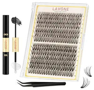 LAVONE Lash Clusters Kit, 280Pcs Waterproof D Curl 9-16mm Individua Lashes