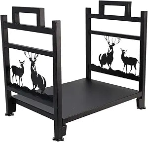 INNO STAGE Firewood Log Rack, Iron Wood Lumber Storage Holder for Fireplace, Heavy Duty Log Storage Bin for Firepit Stove Accessories Indoor - Perfect Construction - No Any Screw to Install