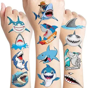 120 PCS Shark Pre-Cut Temporary Tattoos Sticker for Kids