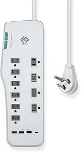 OSKOS Surge Protector Power Strip, 10 Outlets, Four USB 3.4A Ports (3A+1C), 6FT Extension Cord, 3540 Joules, 15A/1800W,Wall Mountable, UL Listed