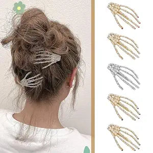 5 Colors Halloween Skeleton Hair Clips, 5 Pcs Hands Bone Gothic Goth Hair Clip Accessories Gifts for Women Party Hair Pins Decoration