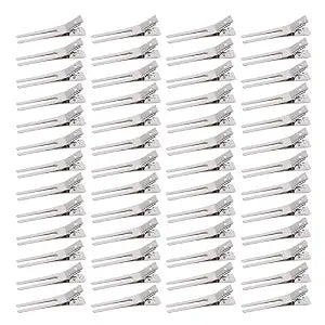 Hedume 300 Pack Double Prong Clips, Hairdressing Curl Setting Section Hair Clips, 1.8'' Metal Clips for Hair Salon, Barber, DIY, Styling