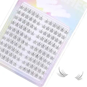 Ymapinc 120 Pcs Asian Lash Clusters, Anime Manhua Natural Lash Cluster Fake Eye Make Up Tool for Women DIY - Black