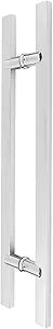 TOGU TG-6017 12 inches Solid Standoffs Heavy-Duty Commercial Grade-304 Stainless Steel Push Pull Door Handle/Barn Door Pull Handle/Glass Pulls, Mirror Polished Chrome Finish