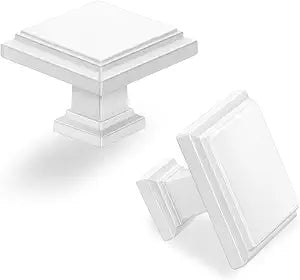 Lardmon 3 Pack Matte White Square Cabinet Knobs Drawer Knobs Modern Cabinet Pulls Kitchen Cabinet Handles Kitchen Cabinet Hardware Timeless Drawer Pulls for Dresser Cupboard Wardrobe