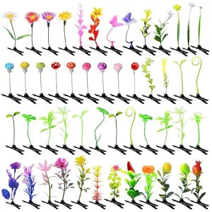 50pcs Bean Sprout Hair Clips Mixed Style Plant Hairpins Flower Hair Clip