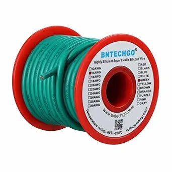BNTECHGO 14 Gauge Silicone Wire Green 25ft Stranded Tinned Copper Wire