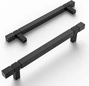 Amerdeco 10 Pack Matte Black Kitchen Cabinet Pulls 5 Inch Hole Centers Cabinet Hardware Kitchen Handles for Cabinets Cupboard Handles Drawer Pulls T Bar ZH0021