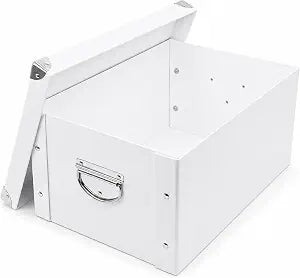 GUOZI Collapsible Storage Box, Decorative Memory Box with Lid & Metal Reinforced Corners, Cardboard File Bin with Handles, Organizer Gift Box for Keepsake Toy Photos Office Nursery Wardrobe Bookshelf