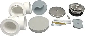 PROFLO PFWO354 1-1/2" Brass Lift and Turn Tub Drain Kit - with Overflow - Brushed Nickel