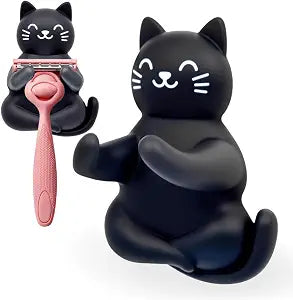 Cute Black Cat Razor Holder for Shower Wall, Cat Lover Bathroom Decor