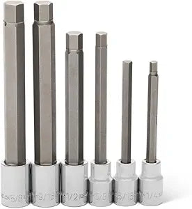 GEARWRENCH Long Hex Bit Socket Set 1/2 Drive 6 Piece SAE | 82587